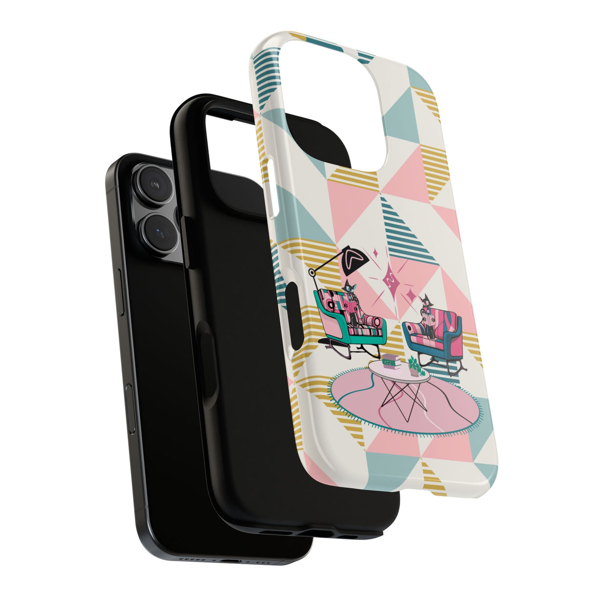 Atomic Cats Reading, Book Talk, Book Lover, Retro Chic Phone Case with Retro Vibe - Cozy Living Room Design
