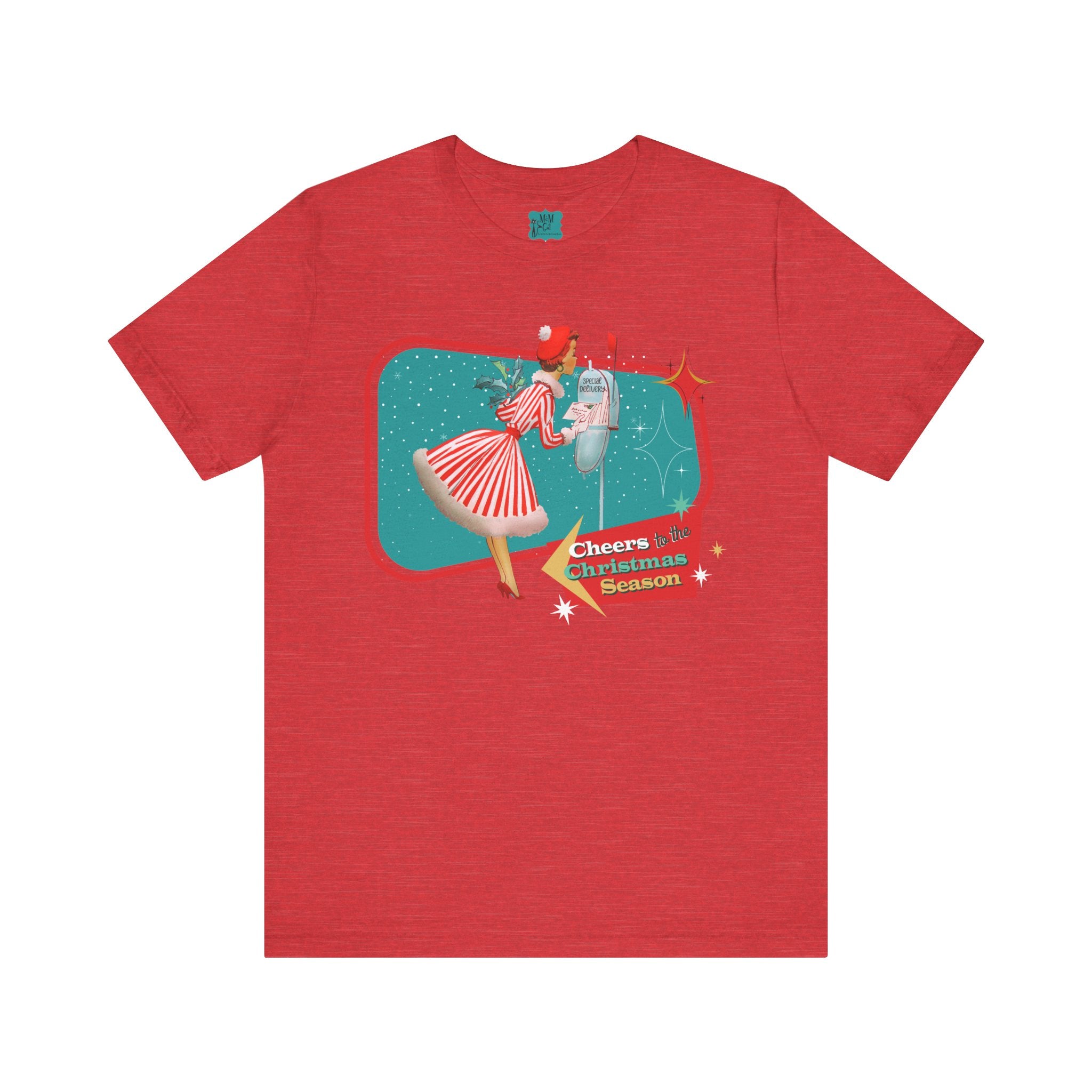 A Merry And Bright Holiday Kitsch Christmas Season Retro Christmas Cheers Unisex Jersey Tee - Mid Century Modern Gal