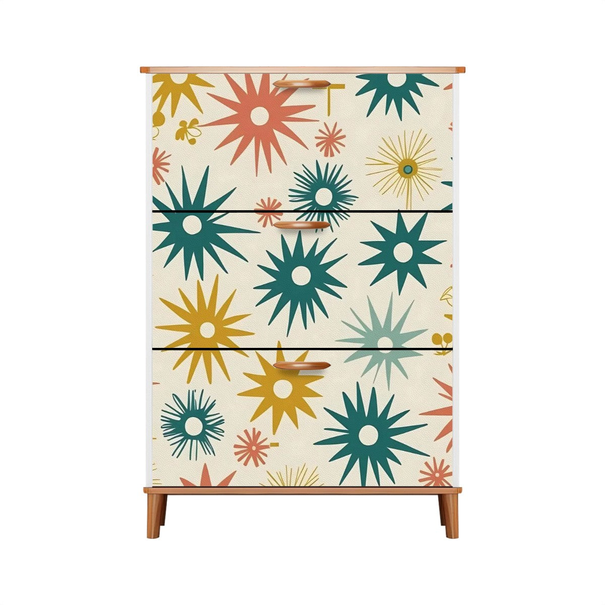Atomic Starbursts Mid Century Modern Retro Shoe Cabinet - Mid Century Modern Gal