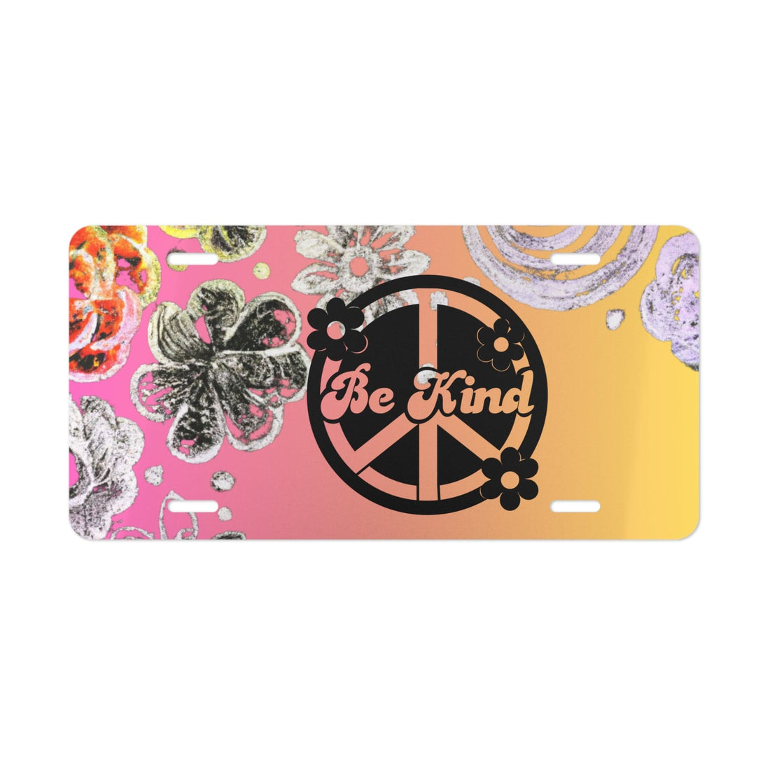 Chalk Art, Pastel Ombre Retro Groovy, Be Kind Vanity Plate Accessories 12&quot; × 6&quot;