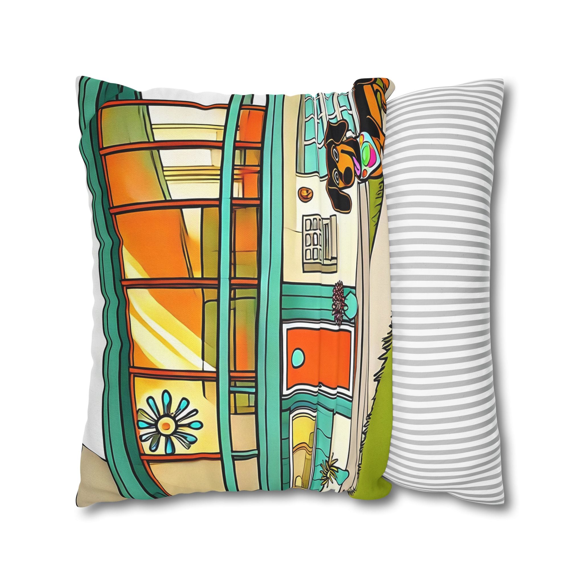 Doxie Dog Dwelling, Kitschy Mid Century Modern Pillow COVER Only - Mid Century Modern Gal