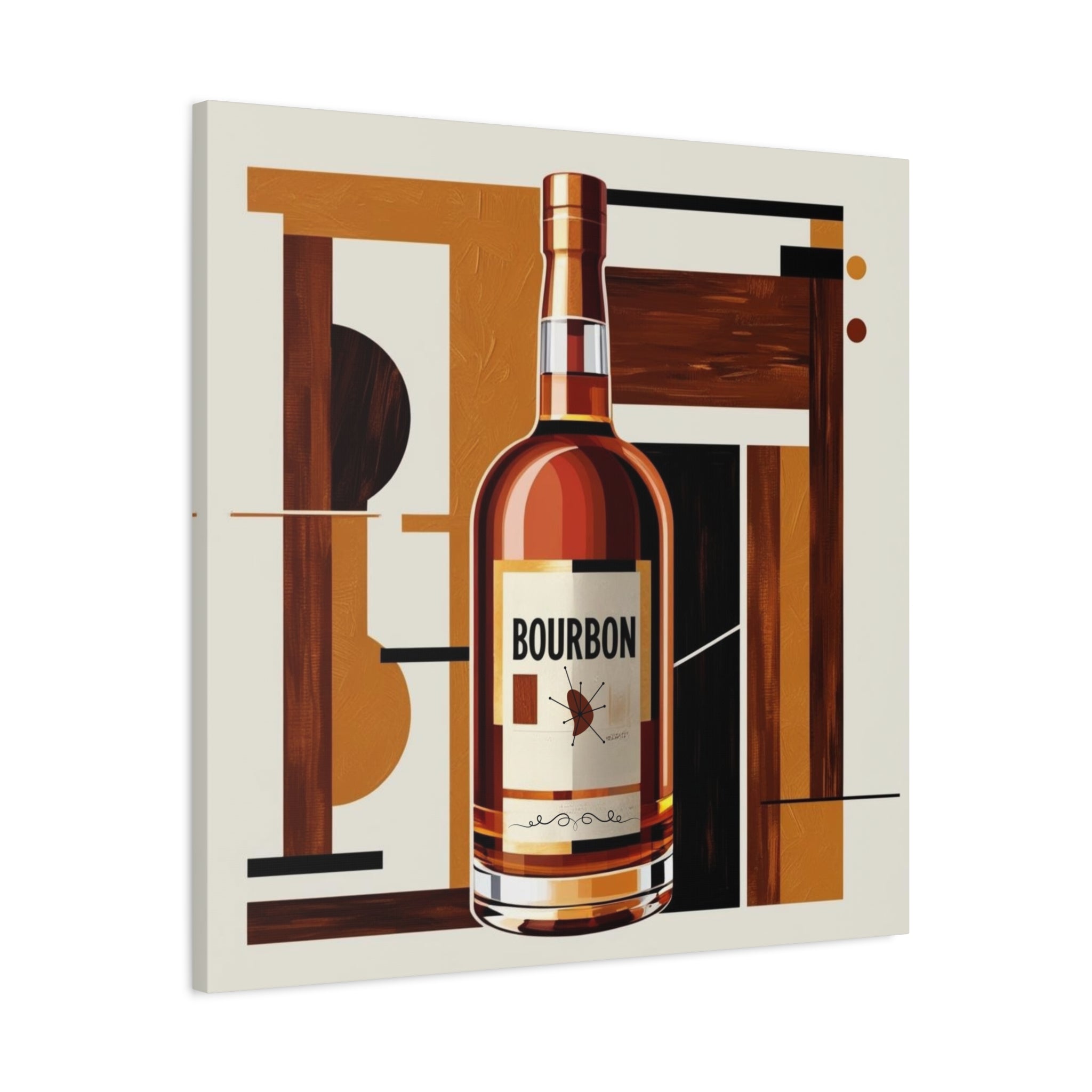 Abstract Bourbon Mid Mod Bauhaus Bourbon Lover Wall Art Canvas - Mid Century Modern Gal