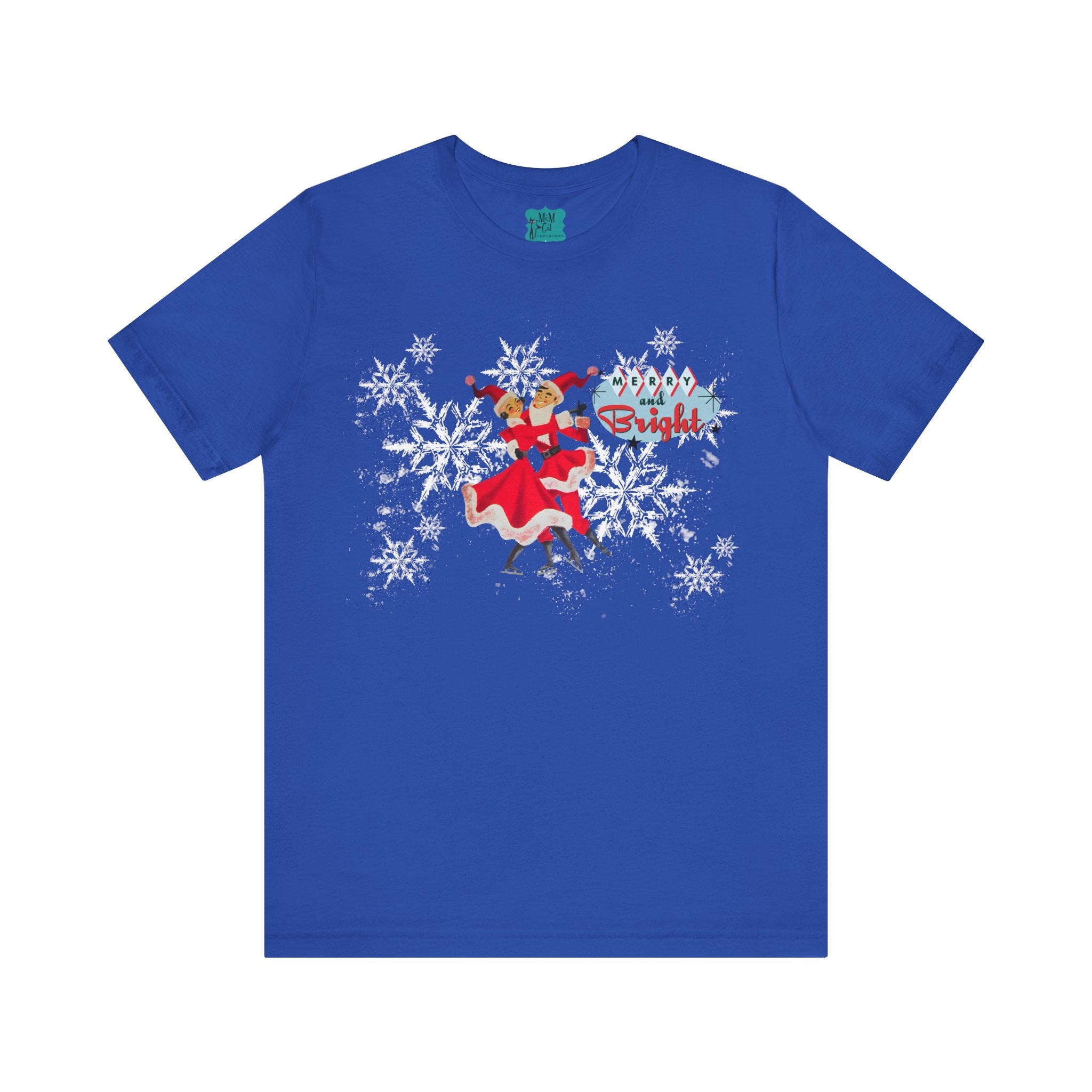 50s Kitsch Vintage Christmas, Retro Mod Holiday, Mr. And Mrs. Claus Ice Skating Christmas Shirt - Mid Century Modern Gal
