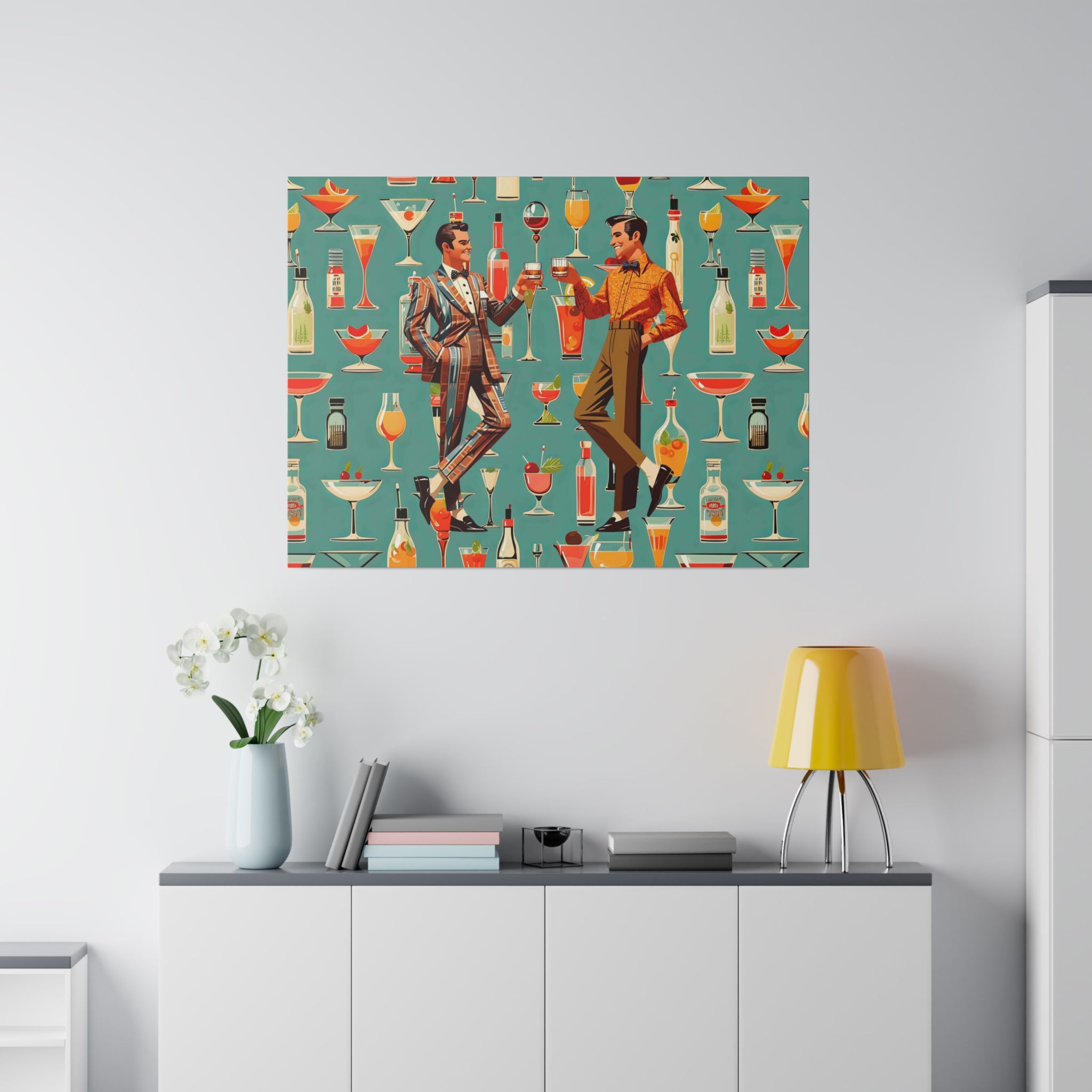 Atomic 50s Cocktail Art, Mid Century Modern Dapper Dudes, LGBTQ Unique Gifts, MCM Bar Art - Mid Century Modern Gal