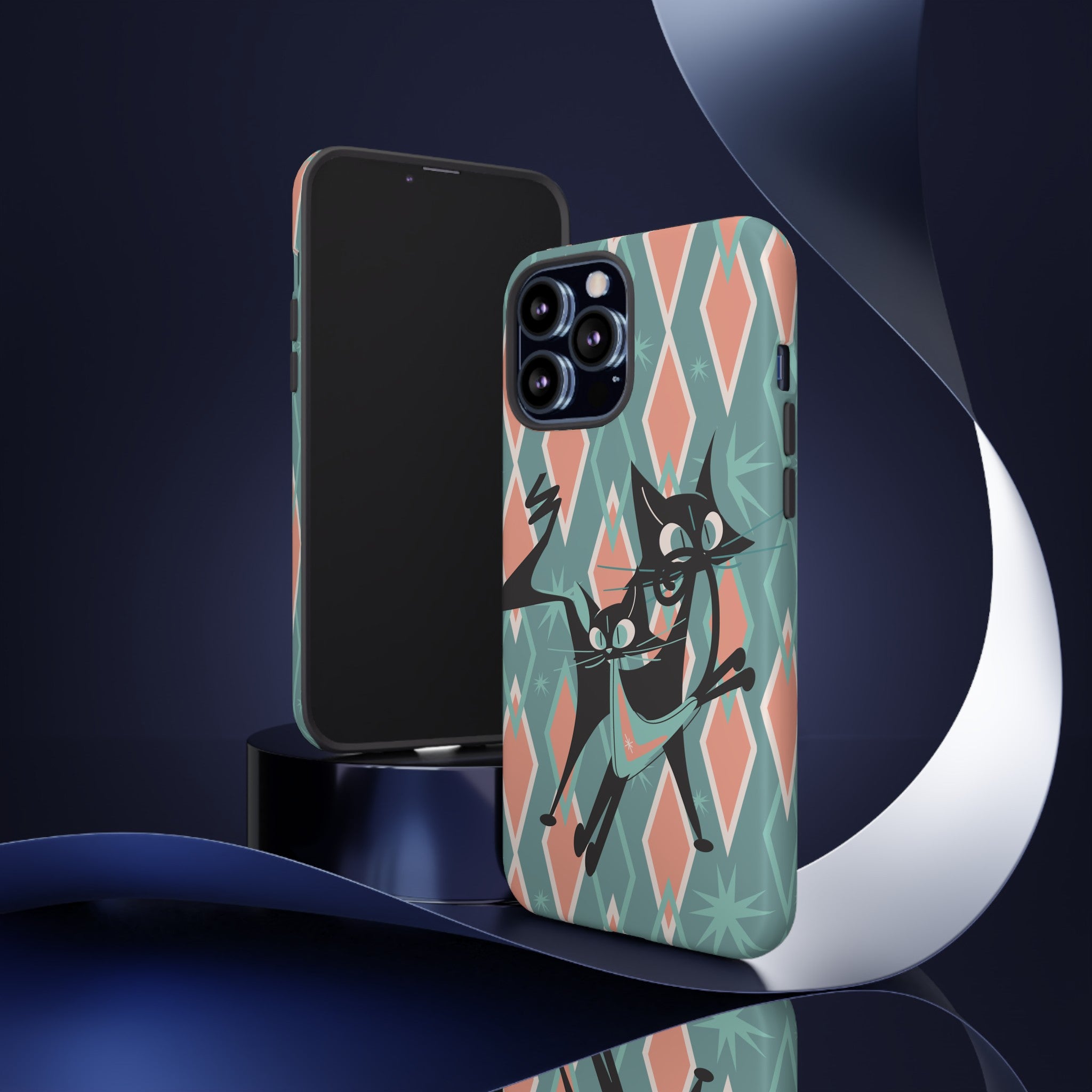 Mid Mod Atomic Cat Kitschy Retro Chic Samsung, Smart Phone Tough Cases - Mid Century Modern Gal