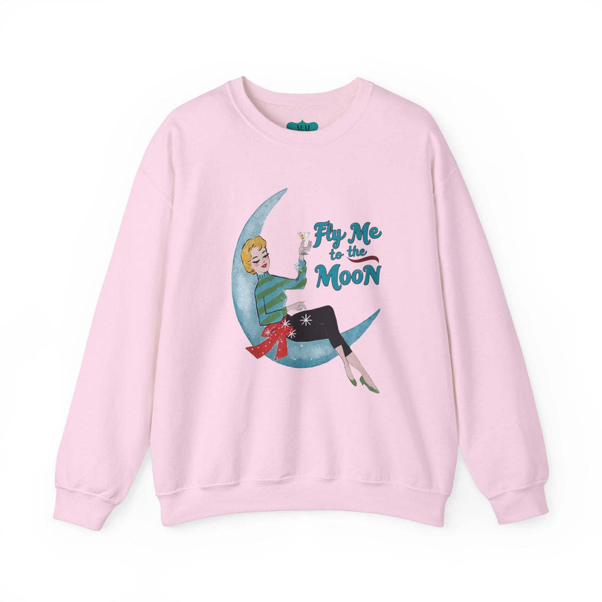 Mid Century Modern Christmas Vintage 'Fly Me to the Moon' Eco-Friendly Crewneck Sweatshirt - Mid Century Modern Gal