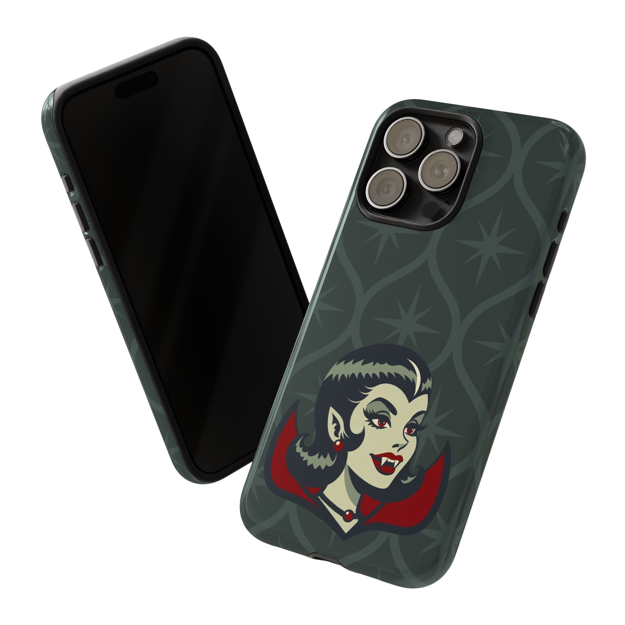Vampire Dracula Girl Halloween Goth Horror Buff MCM Green Tough Phone Case