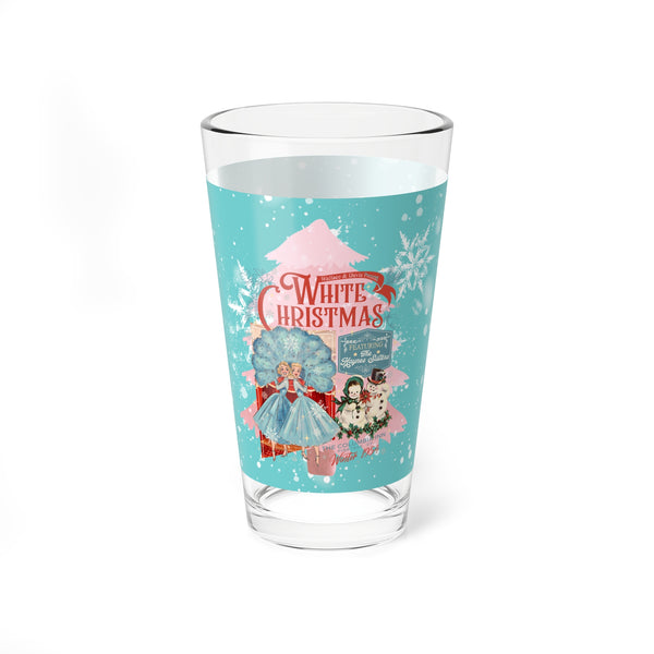 White Christmas Wallace And Davis Festive Mixing, Drinking Glass - 16oz 'White Christmas' Design