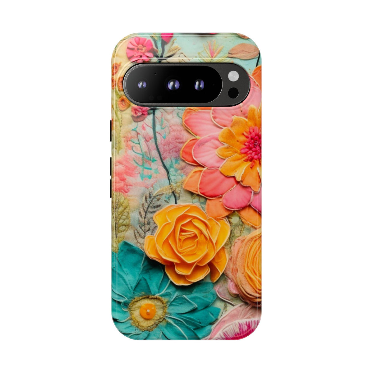 Boho Retro Floral Faux Pressed Flowers Smart Phone Tough Phone Cases