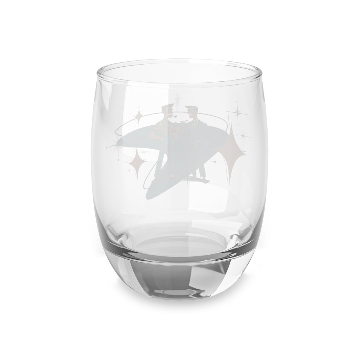 Mid Mod Gay Male Pals, LGBTQ Male Gay Couple Whiskey Glass - Mid Century Modern Gal