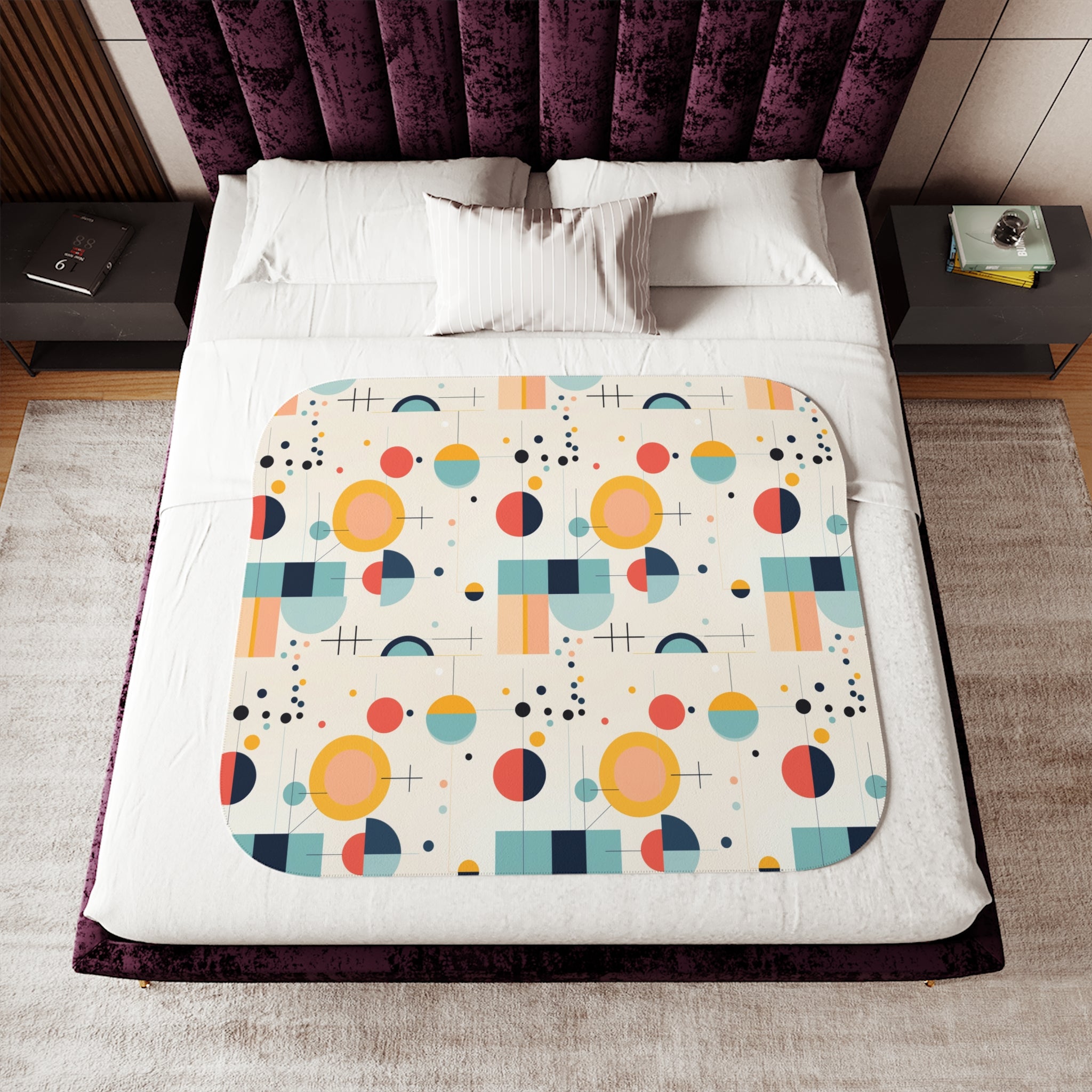 Bauhaus Designed Mid Mod Geometric Retro Sherpa Blanket - Mid Century Modern Gal