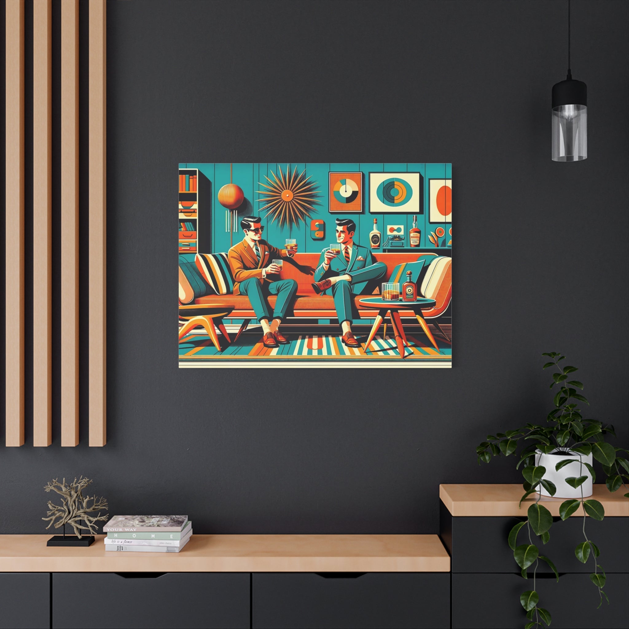 Mid Century Modern Mod Men, Bourbon Drinkers MCM Barware Lounge Wall Art - Mid Century Modern Gal