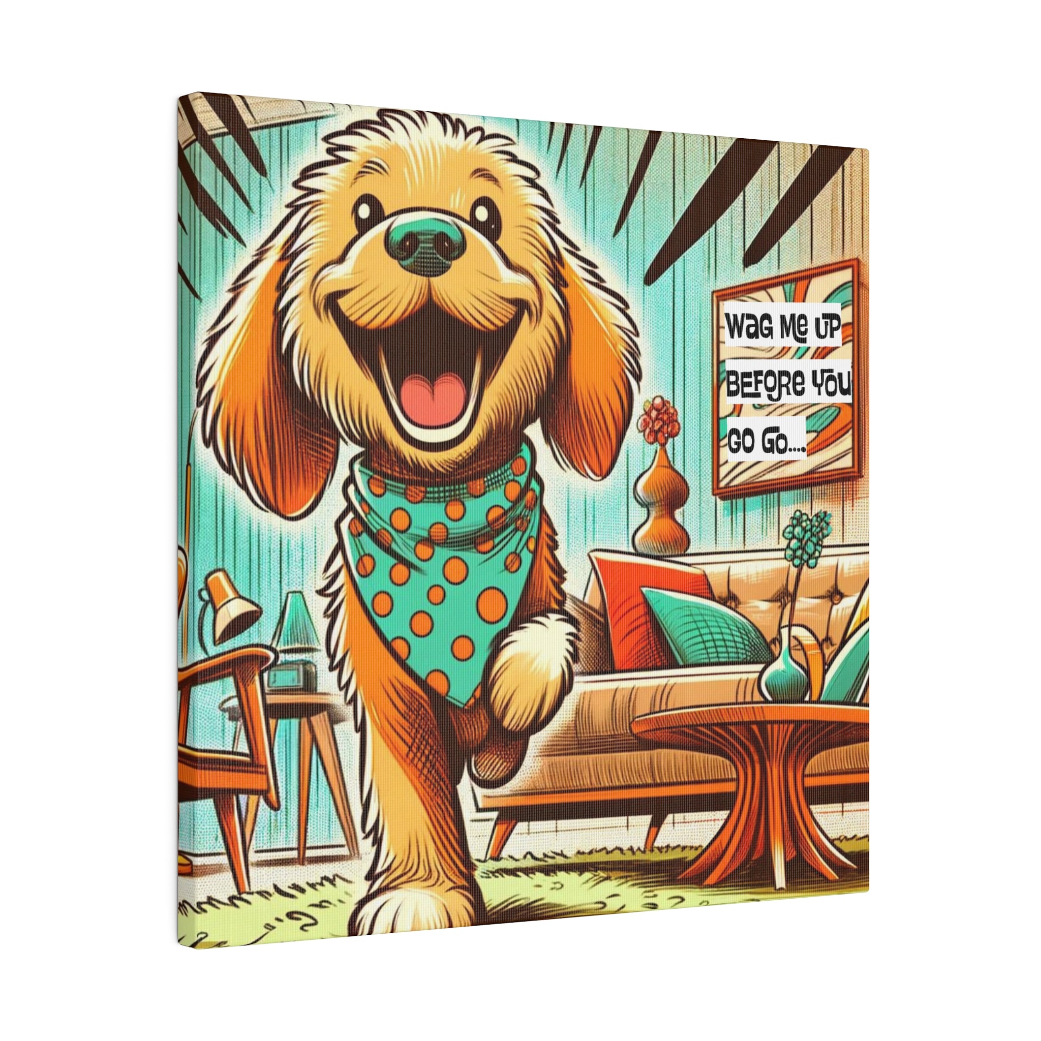 Golden Doodle Dog Lover, Funny Kitschy Mid Century Modern Wall Art - Mid Century Modern Gal