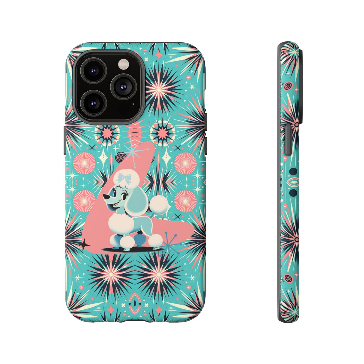 1950s Mid Century Modern Atomic Pink, Poodle Retro Smart Phone Tough Cases