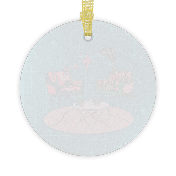 Cats Reading Kitschy Mod Atomic Retro Modern Glass Ornament
