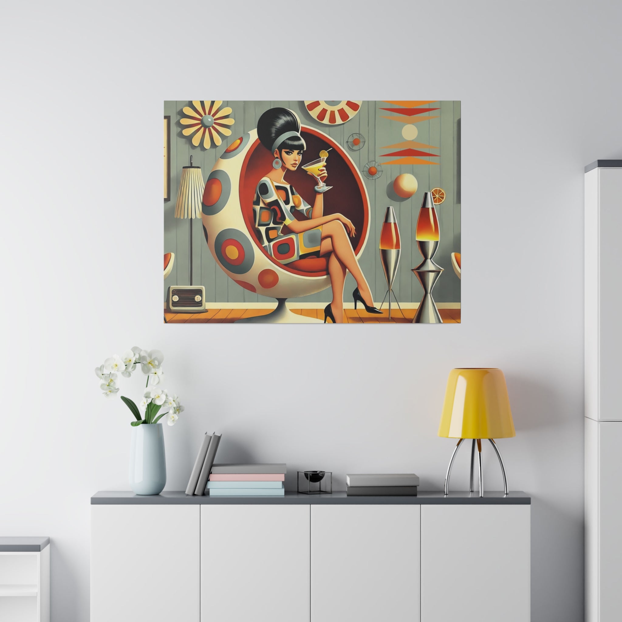 Retro Mod Gal, Atomic Age Kitschy 60s Groovy Wall Art - Mid Century Modern Gal