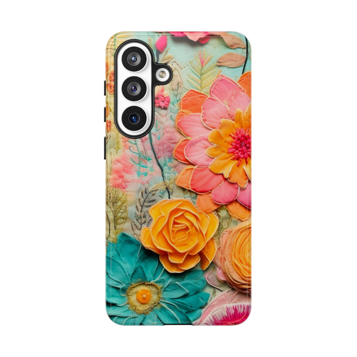 Boho Retro Floral Faux Pressed Flowers Smart Phone Tough Phone Cases