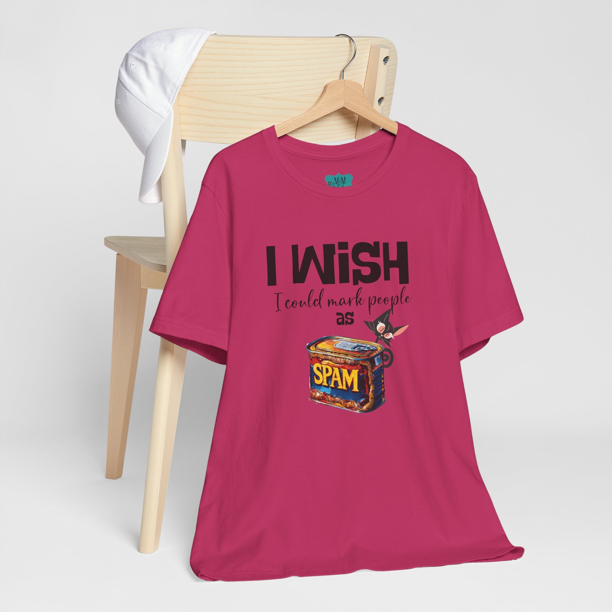 Funny Atomic Cat Mid Mod Retro Tee, I wish I could Mark People As Spam Unisex Jersey Short Sleeve Tee - Mid Century Modern Gal