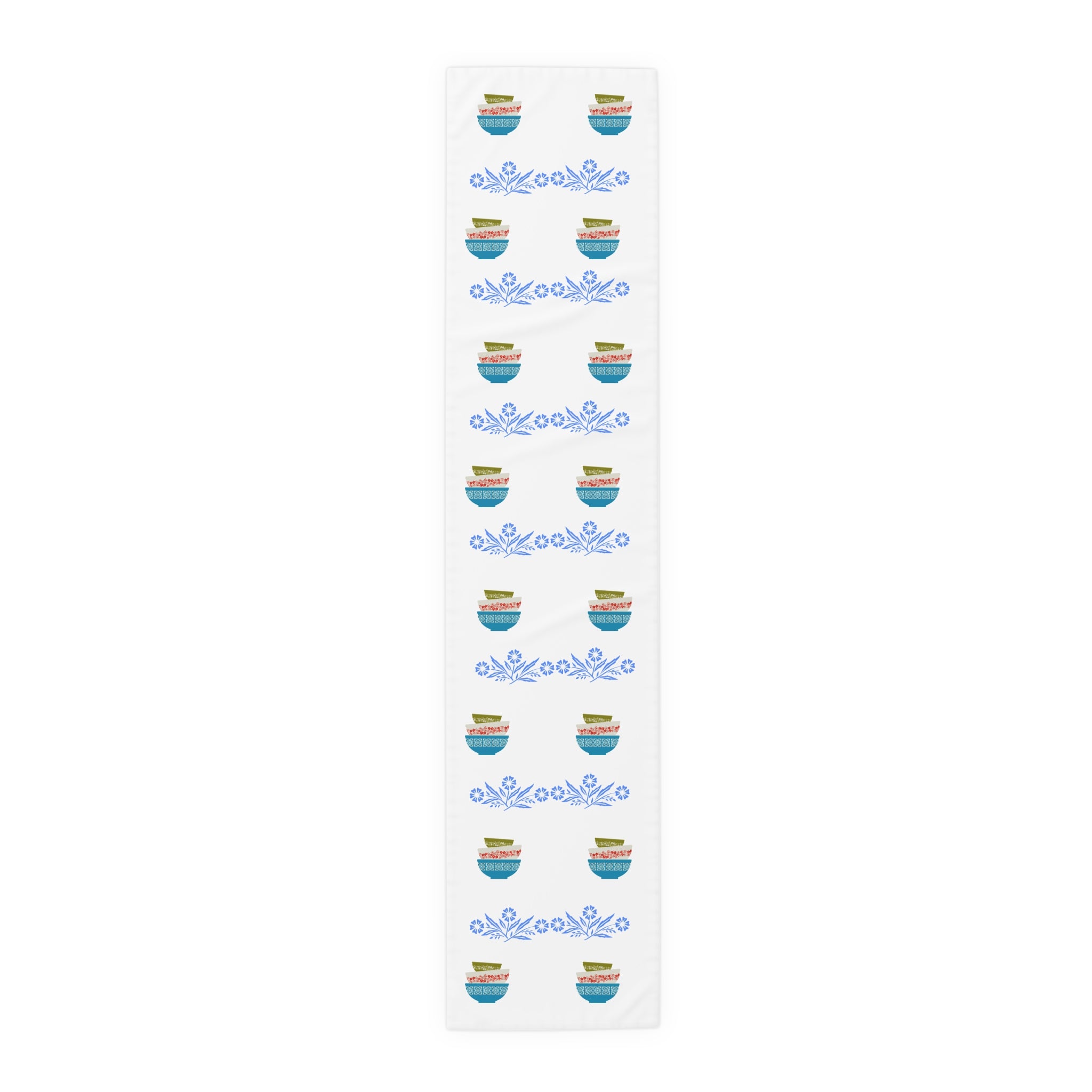 Pyrex Lover, Blue Cornflower, Kitschy 50s Pyrex Collector Kitchen Dining Room Table Runner - Mid Century Modern Gal