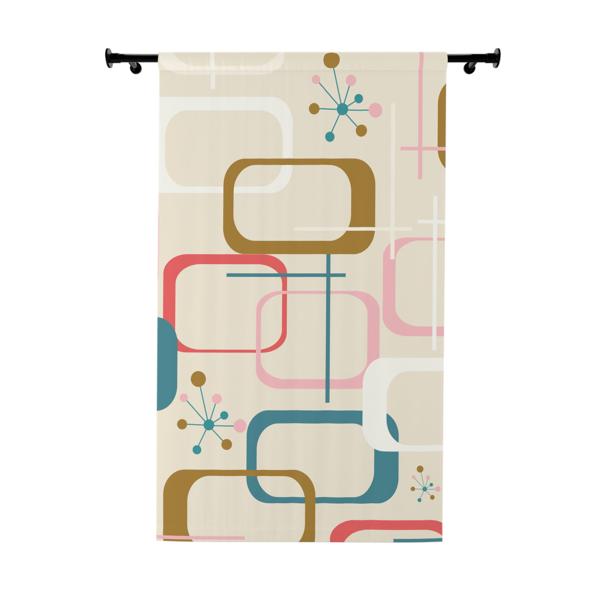 Mid Century Modern Geometric MCM Atomic 50s Window Curtains (1 Piece) - Mid Century Modern Gal