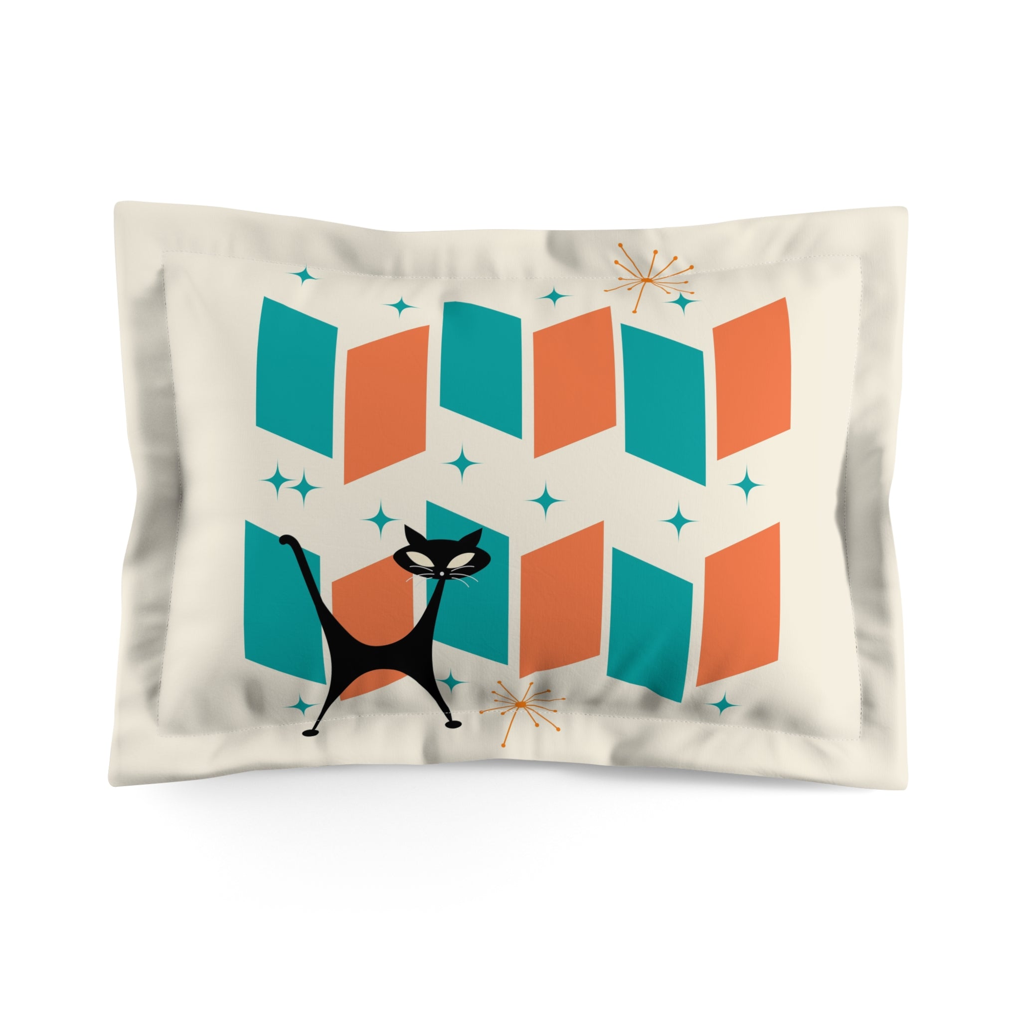 Mid Century Modern Orange, Teal, Retro Mod Pillow Sham - Mid Century Modern Gal
