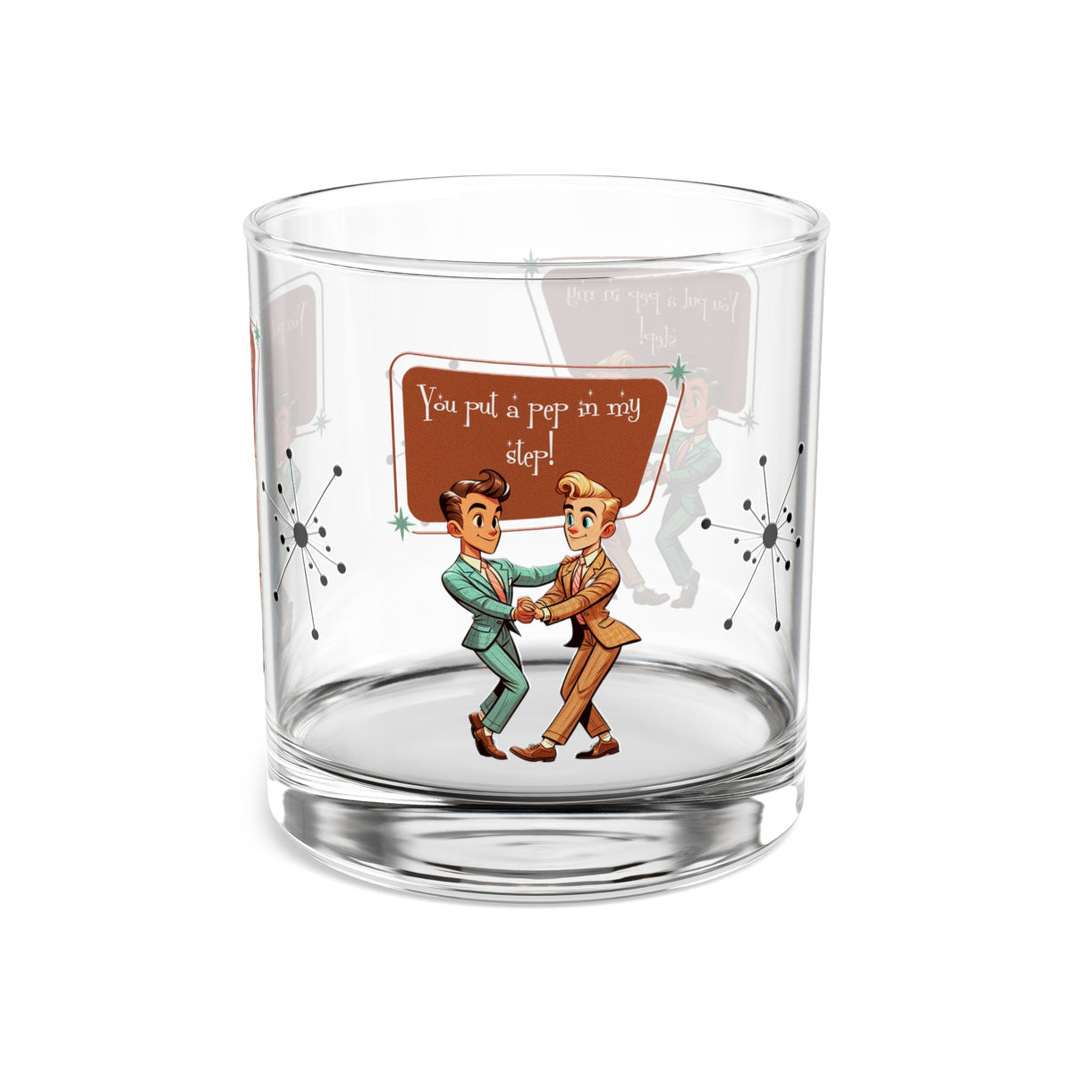 Mid Century Modern Dapper Gentleman Male Gay Couple, You Put A Pep In My Step Cocktail Rock Glass, 10oz - Mid Century Modern Gal