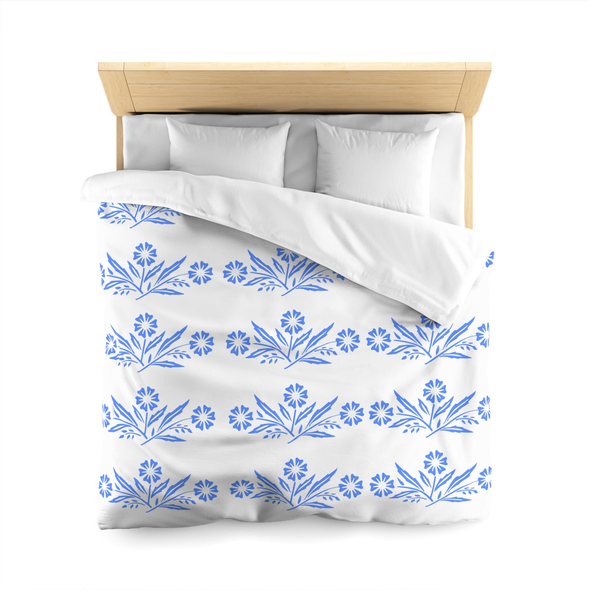 Pyrex Collector, Vintage Cottagecore, Retro Mod Cornflower Floral Duvet Cover - Mid Century Modern Gal