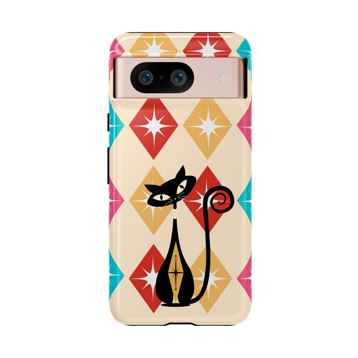 Mid Century Modern Atomic Cat, Atomic 50s Diamonds Retro Phone Tough Cases