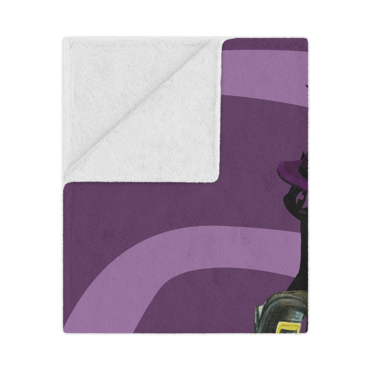 Retro Halloween Atomic Cat Kitschy Witch, Mod Purple, Orange MCM Minky Blanket - Mid Century Modern Gal