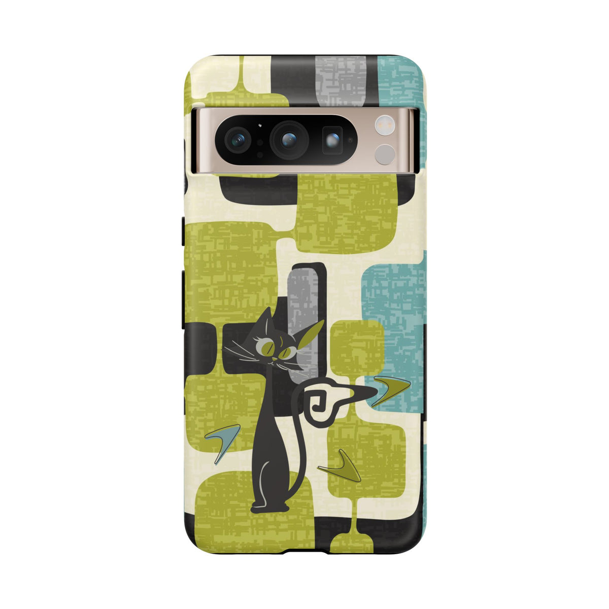 Mid Century Modern Geometric Kitschy Cat, Boomerang Retro Smart Phone Tough Cases
