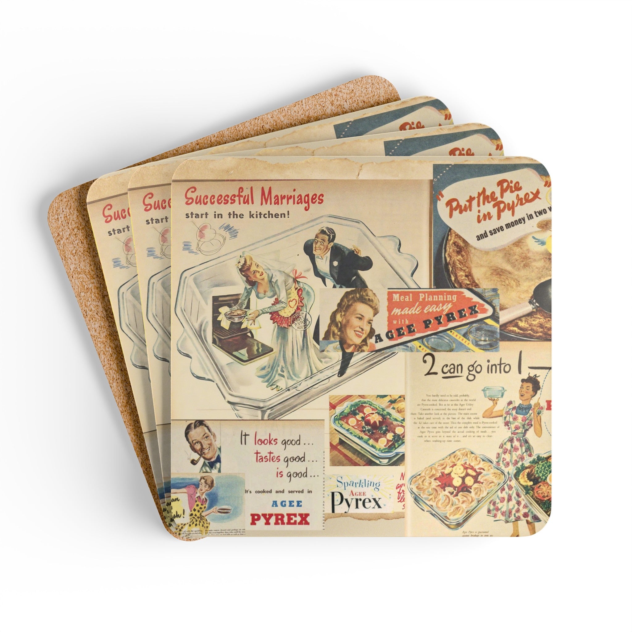 Vintage Pyrex Kitchen Ads, 50&