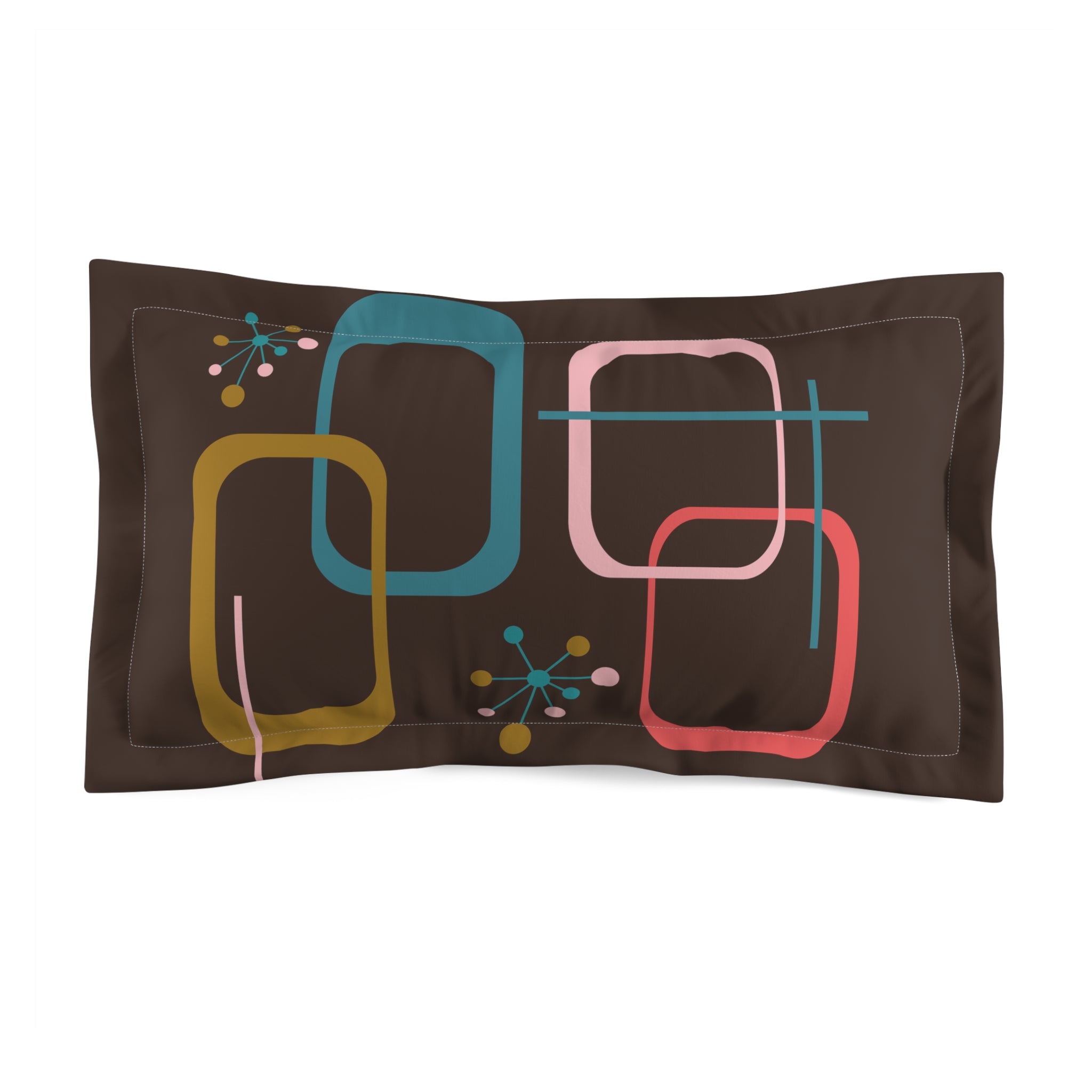 Mid Century Modern Geometric, Mid Mod Retro Microfiber Pillow Sham - Mid Century Modern Gal