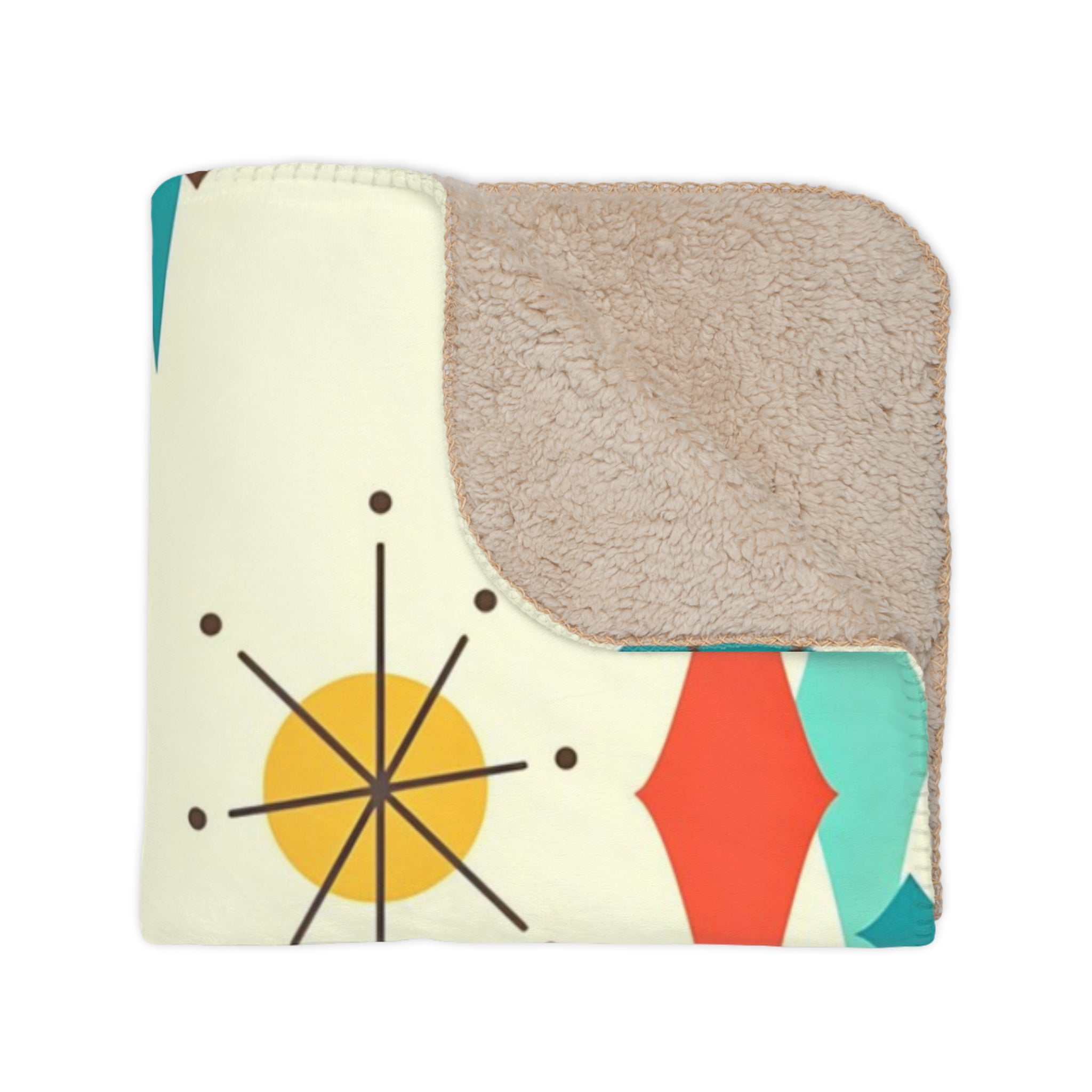 Mid Century Modern Christmas Franciscan Starburst Vintage Couple Cozy Holiday Blanket – &