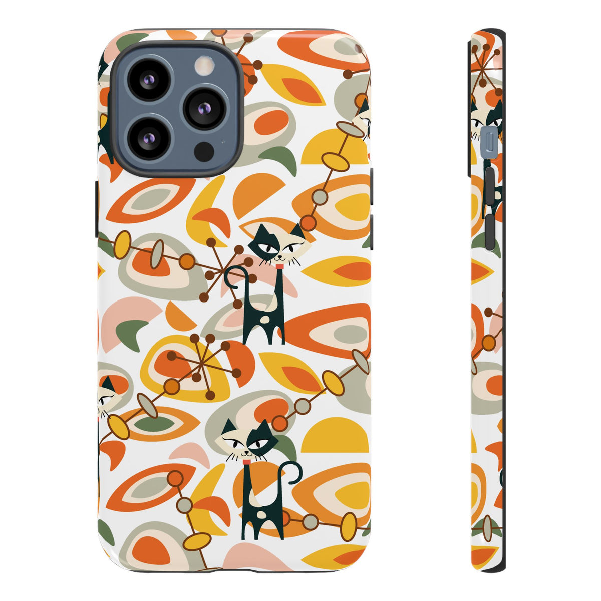 Atomic Cat Mid Mod Orange, Yellow, Groovy Cat Smart Phone Tough Cases