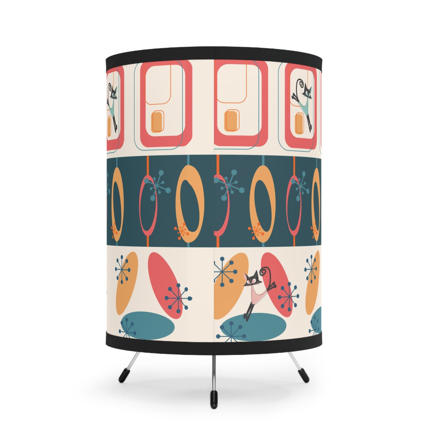 Mid Century Modern Atomic Kitty Tripod Lamp Kitschy Side Table, Livingroom, Camper, Table Lamp - Mid Century Modern Gal