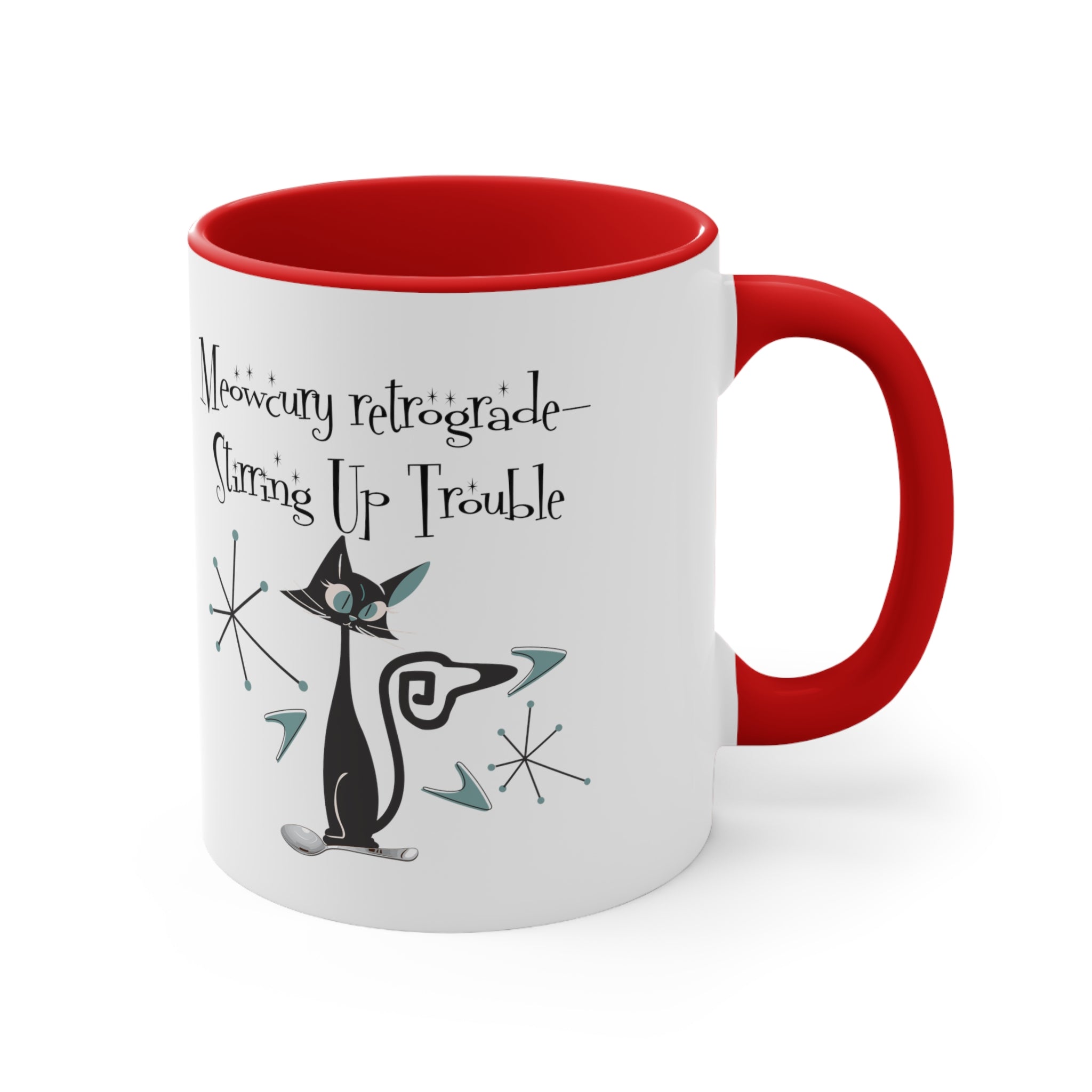 Atomic Kitty Cat, Mid Century Modern Drinkware, Funny, Kitschy Style, Cat Lover, Coffee Lover Mug Gifts - Mid Century Modern Gal