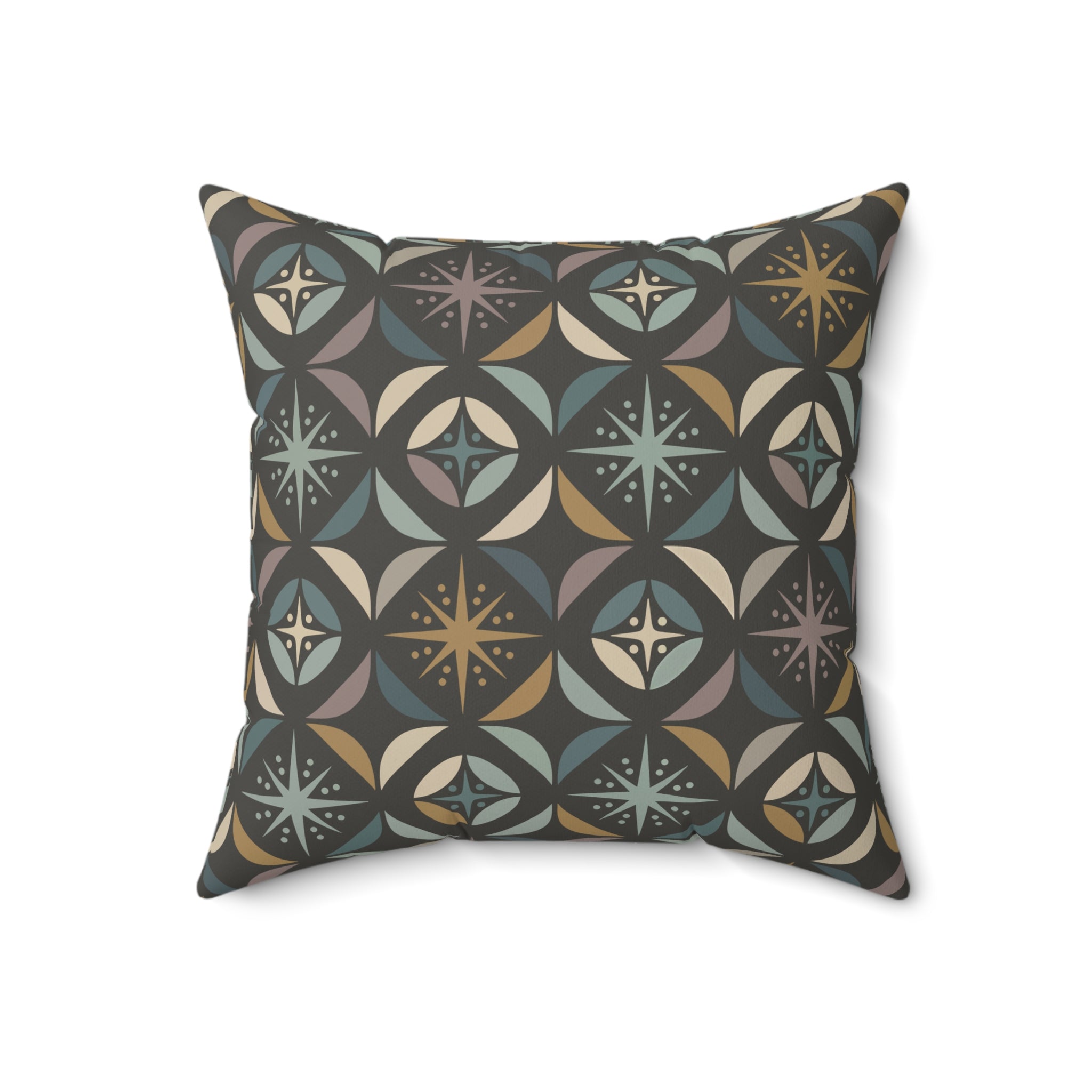 Mid Century Modern Elegant Gray Geometric Starburst Pillow Cover and Insert - Mid Century Modern Gal