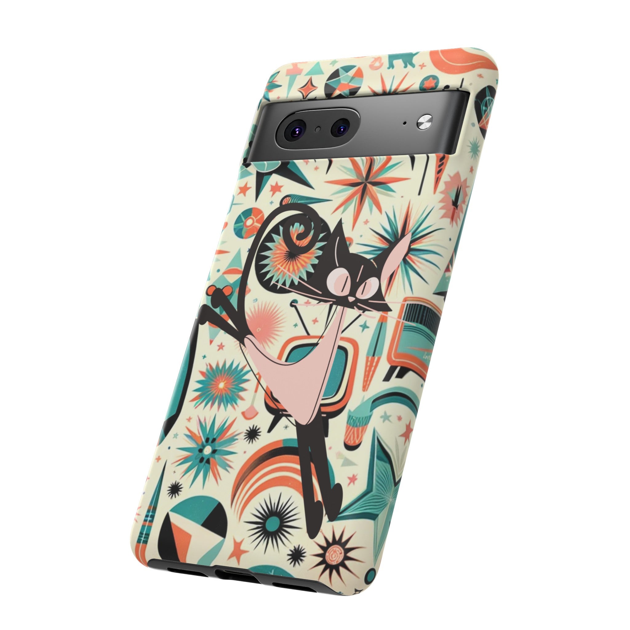 Atomic Kitty Boomerang Space Kitty Mid Century Modern Samsung, Smart Phone, Tough Cases