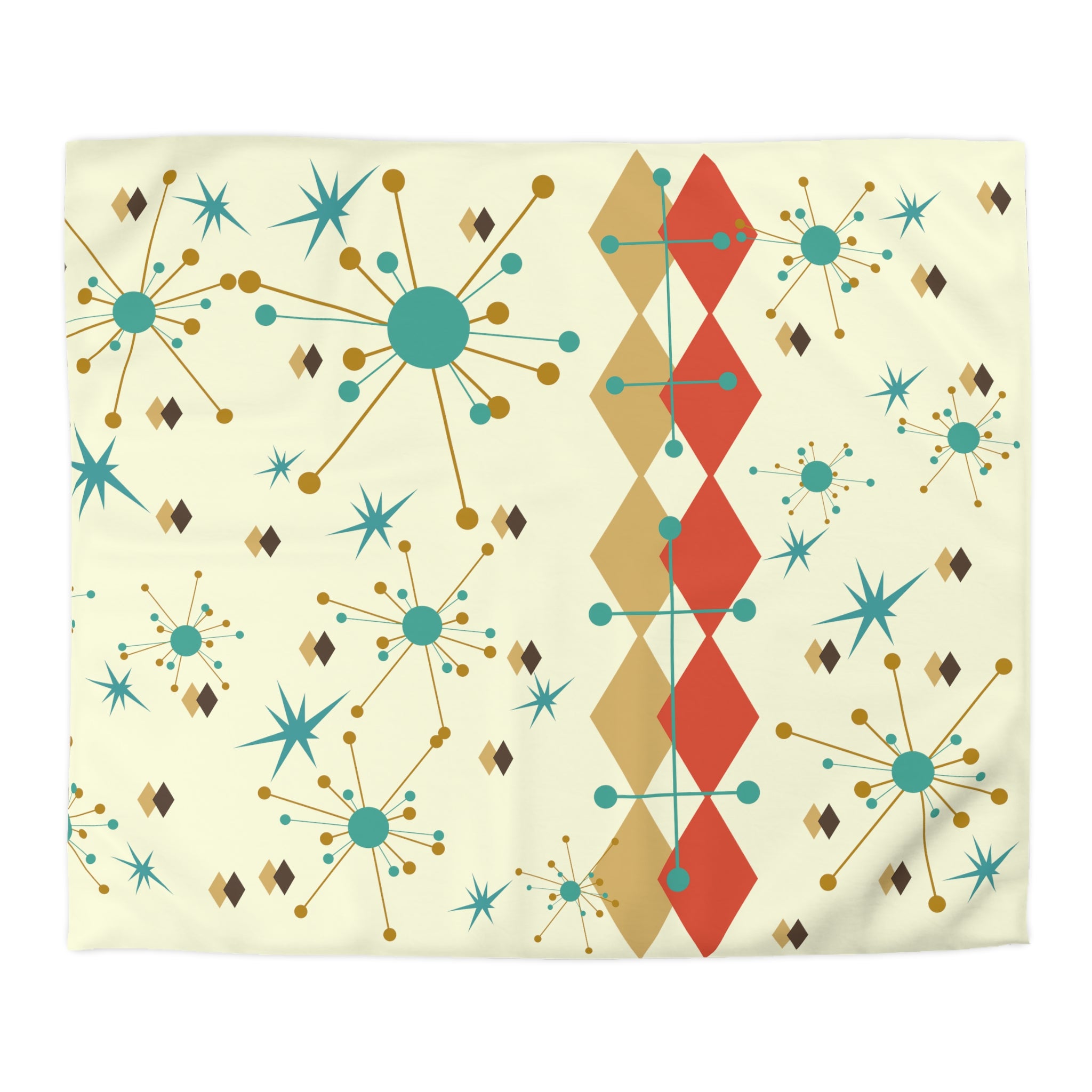 Mid Century Modern Bedding, Atomic Starburst, Sputnik, Franciscan Design, MID Mod Retro, Microfiber Duvet Cover - Mid Century Modern Gal