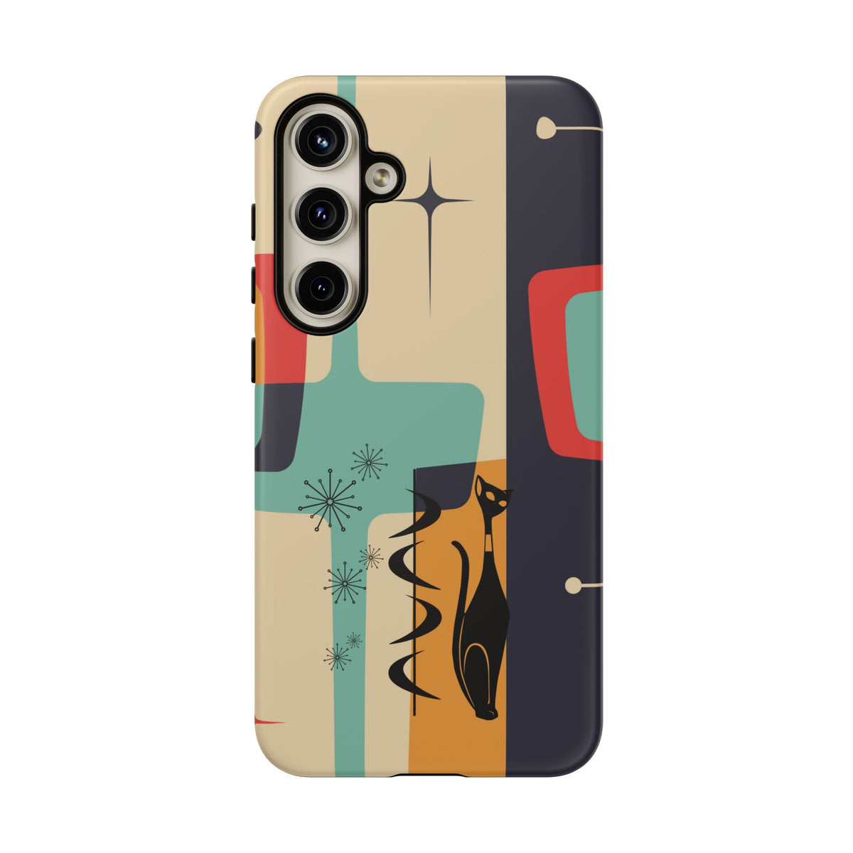 Mid Century Modern, Geometric, Atomic Cat Groovy Smart Phones Tough Phone Cases