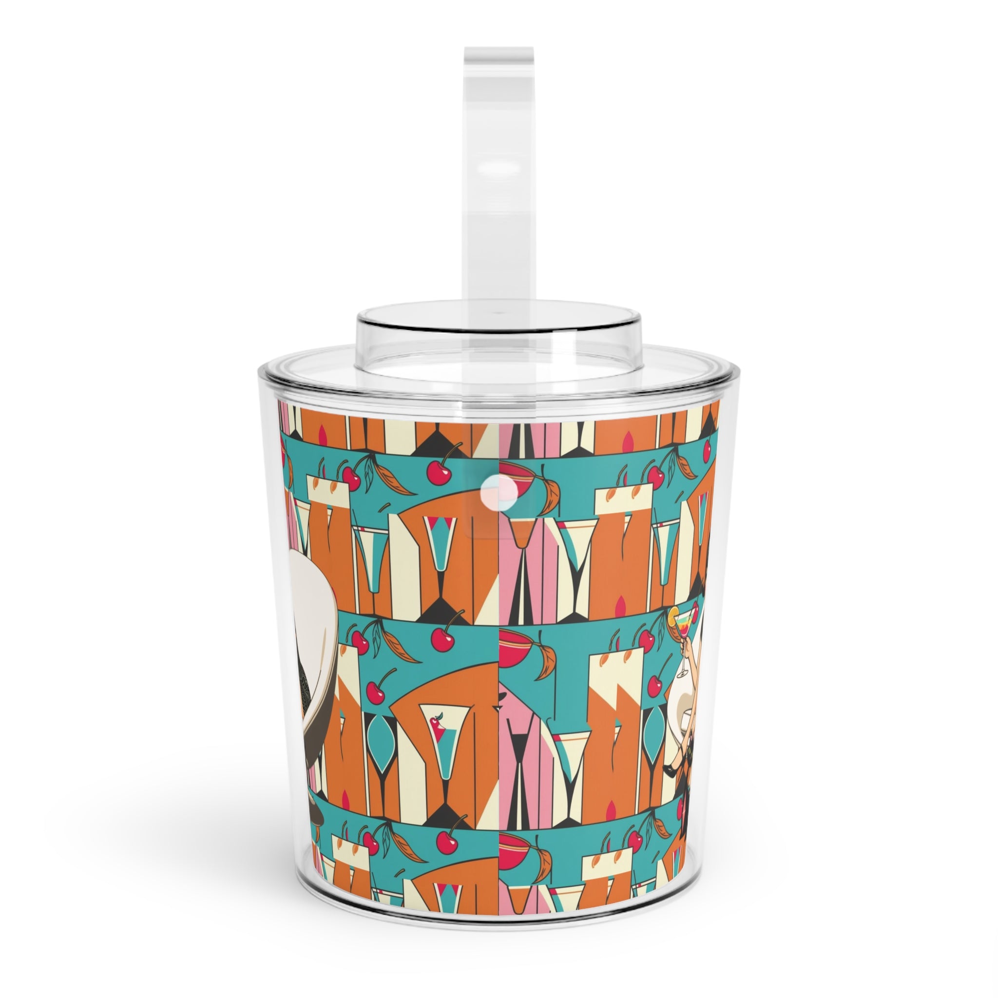 Mid Century Modern Barware Retro Cocktai Kitschy Mod Gal 60s l Ice Bucket with Tongs - Vintage Chic Party Essential - Mid Century Modern Gal