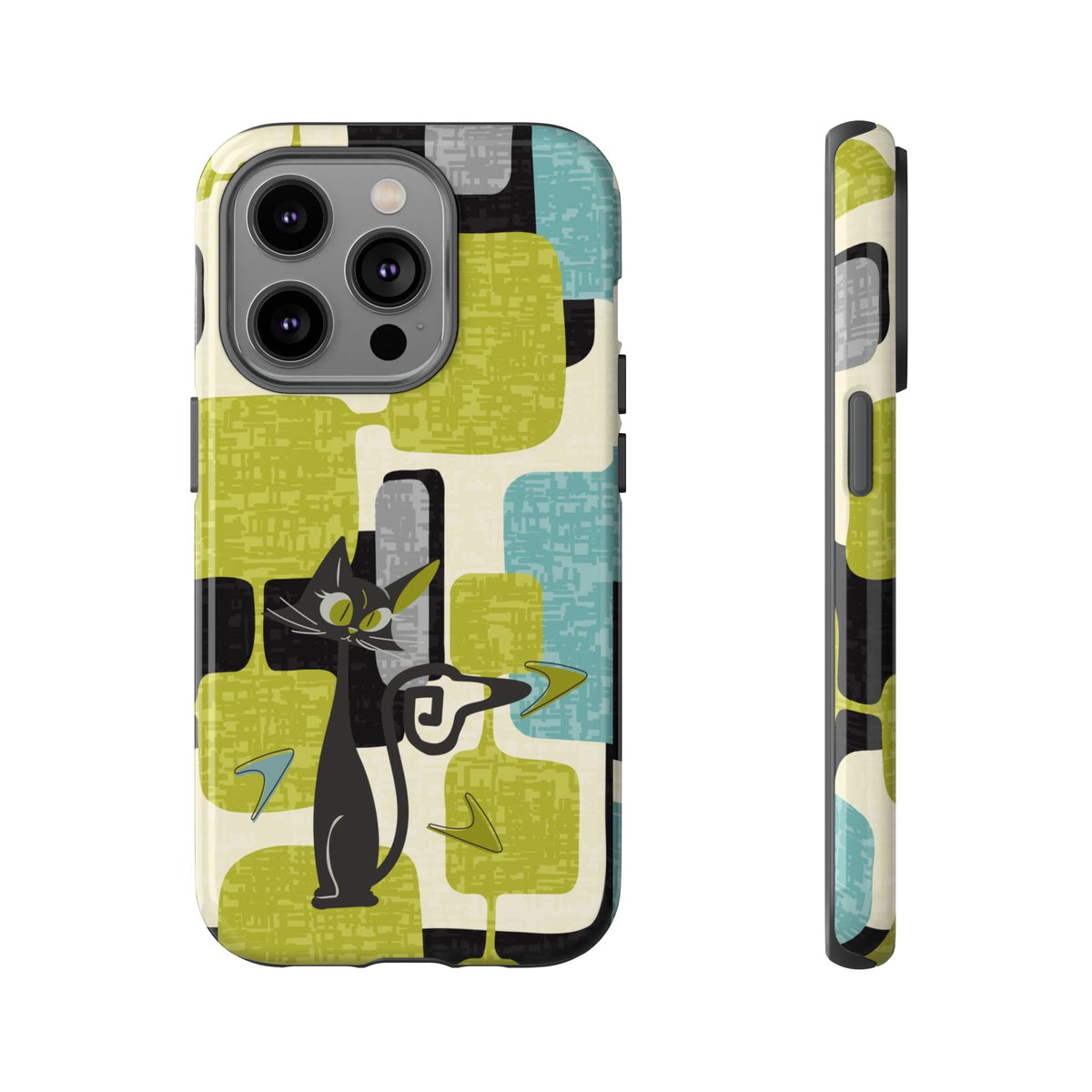 Mid Century Modern Geometric Kitschy Cat, Boomerang Retro Smart Phone Tough Cases - Mid Century Modern Gal