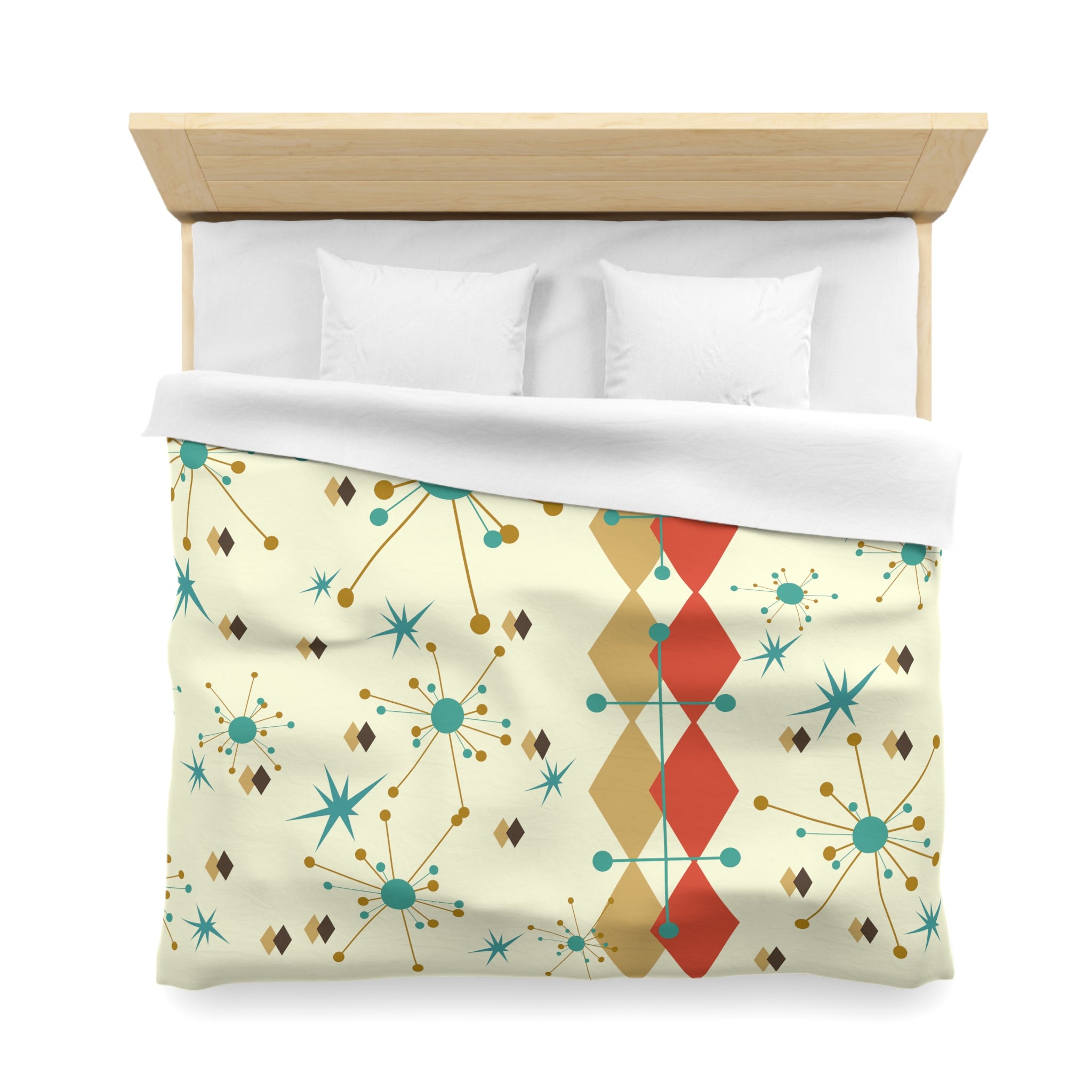 Mid Century Modern Bedding, Atomic Starburst, Sputnik, Franciscan Design, MID Mod Retro, Microfiber Duvet Cover - Mid Century Modern Gal