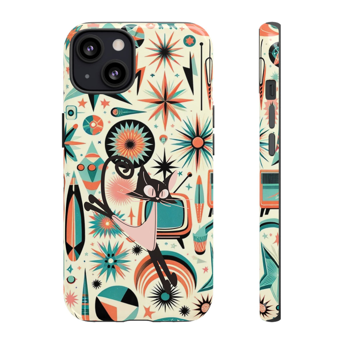 Atomic Kitty Boomerang Space Kitty Mid Century Modern Samsung, Smart Phone, Tough Cases - Mid Century Modern Gal