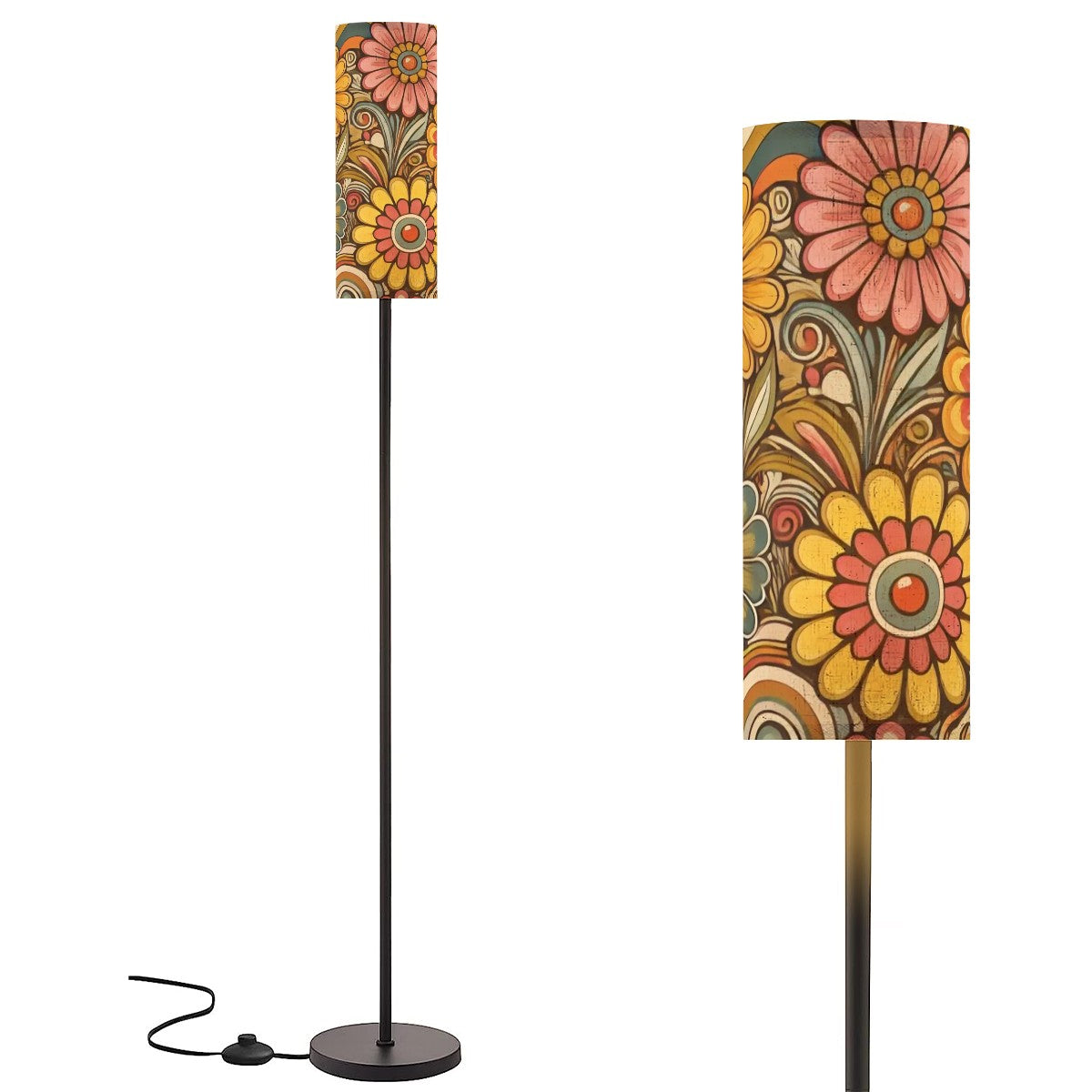 Retro 70s Flower Power Hippie Groovy Mod Floral Floor Lamp - Mid Century Modern Gal