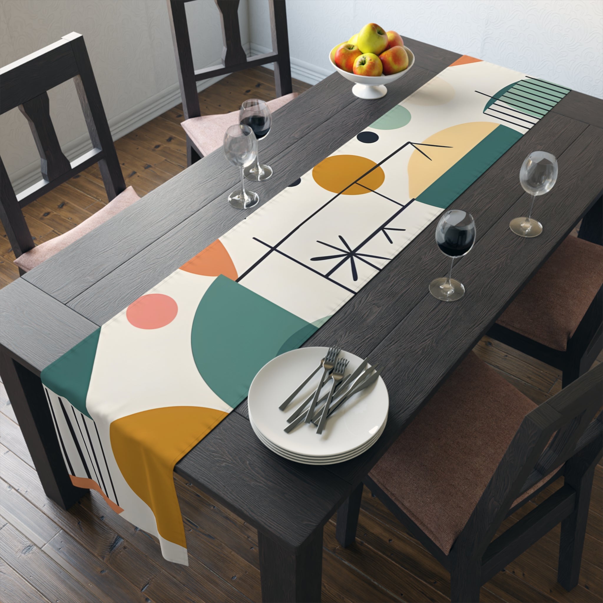 Mid Century Modern Scandinavian Designed Geometric Mod Boho Style Table Runner - Mid Century Modern Gal