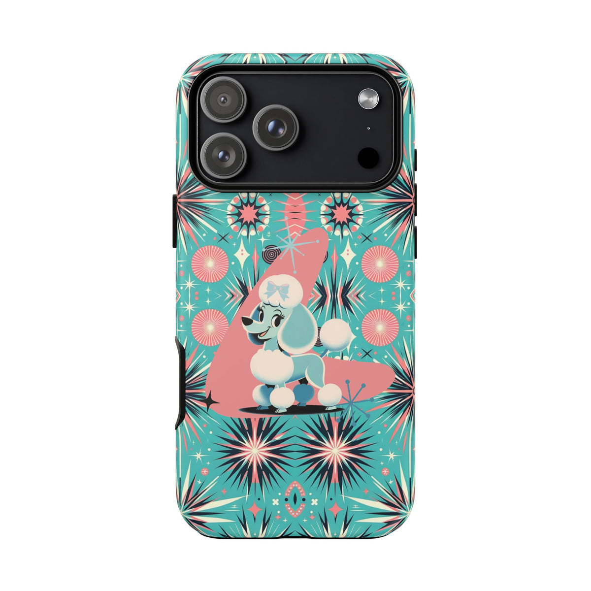 1950s Mid Century Modern Atomic Pink, Poodle Retro Smart Phone Tough Cases
