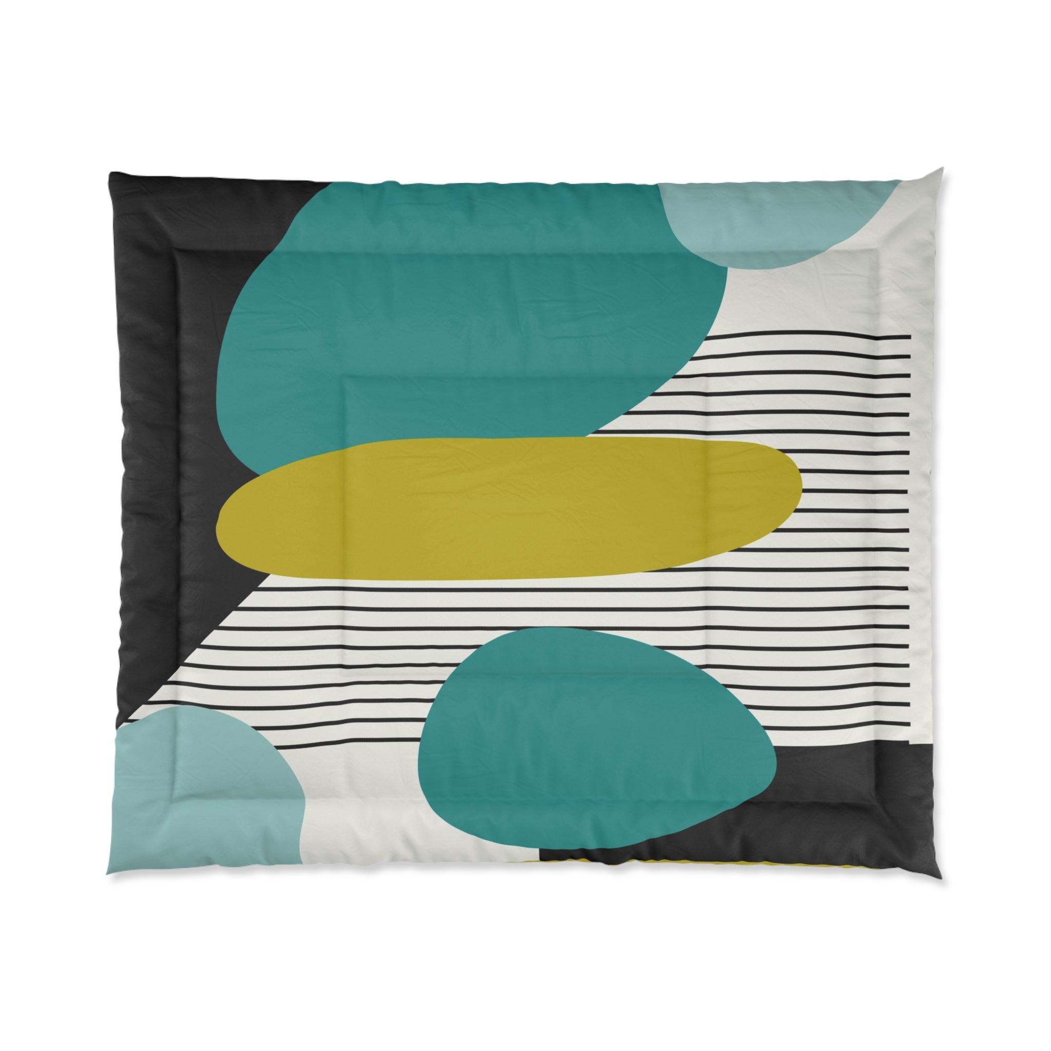 Mid Century Modern Lime Green, Teal, Cream Abstract MCM Comforter - Mid Century Modern Gal