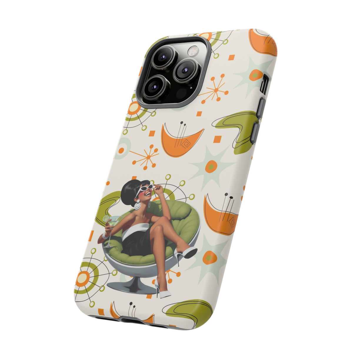 Mid Century Modern Atomic Starburst Mid Mod 60s Gal Retro Chic Tough Phone Case with Vintage Glamour Design