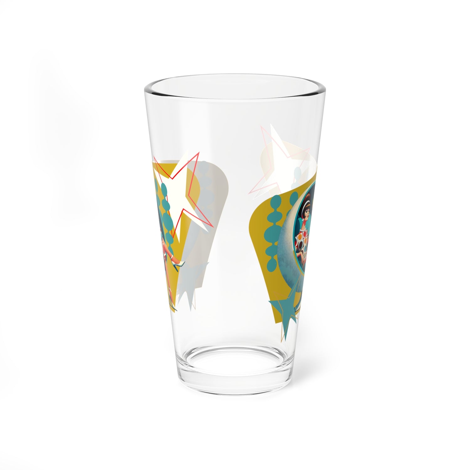 Mod 60s Groovy Gal, Mid Century Modern Retro Cocktail, Mocktail Glass - Mid Century Modern Gal
